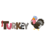 Cartoon Turkey Bird Lettering Sticker