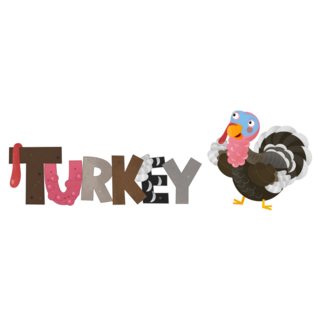 Cartoon Turkey Bird Lettering Sticker