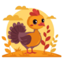 Cartoon Turkey, Farm Animal Sticker