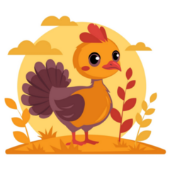 Cartoon Turkey, Farm Animal Sticker