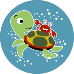 Cartoon Turtle And Crab Friends Sticker