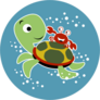 Cartoon Turtle And Crab Friends Sticker