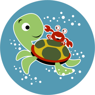 Cartoon Turtle And Crab Friends Sticker