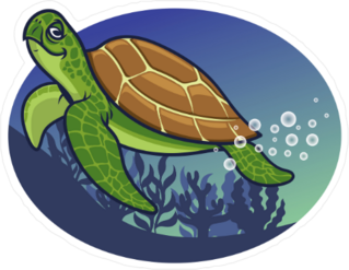 Cartoon Turtle Swimming Under Water Sticker
