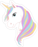 Cartoon Unicorn with Rainbow Mane Sticker