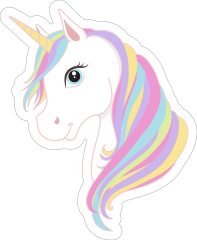 Cartoon Unicorn with Rainbow Mane Sticker