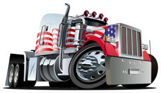 Cartoon USA Semi Truck Sticker