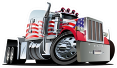 Cartoon USA Semi Truck Sticker