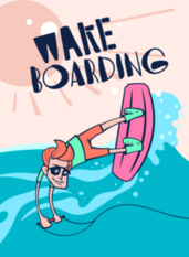 Cartoon Wake Boarding Sticker