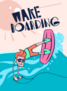 Cartoon Wake Boarding Sticker