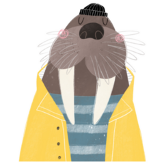 Cartoon Walrus Sailor Sticker