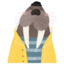 Cartoon Walrus Sailor Sticker