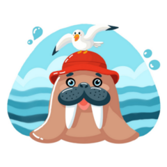Cartoon Walrus With Cute Eyes Sticker