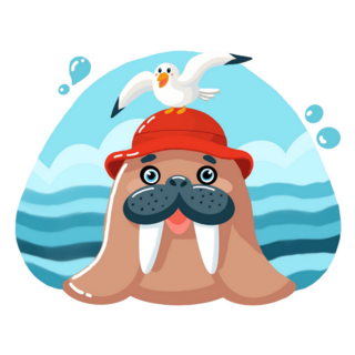 Cartoon Walrus With Cute Eyes Sticker