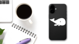 Cartoon Whale Sticker on a Phone (New) example
