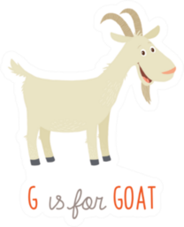 Cartoon White Goat. G Is For Goat Sticker