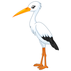 Cartoon White Stork Sticker