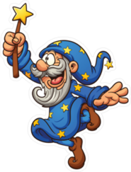 Cartoon Wizard With Magic Wand Sticker