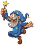 Cartoon Wizard With Magic Wand Sticker