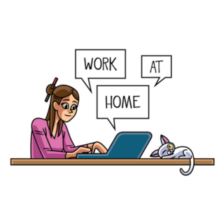 Cartoon Work From Home With Your Cat Sticker