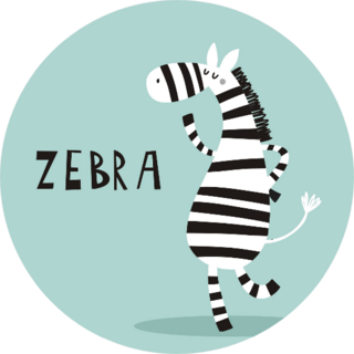 Cartoon Zebra On Blue Sticker