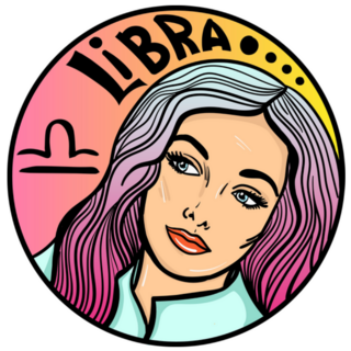 Cartoon Zodiac Sign Libra Colourful Illustration Sticker