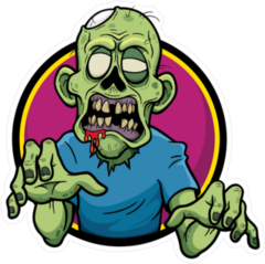 Cartoon Zombie Circle Sticker