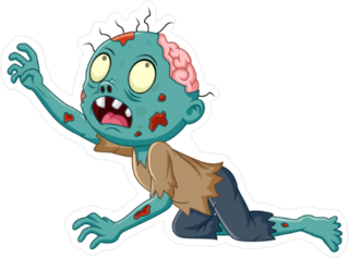 Cartoon Zombie Crawling Sticker