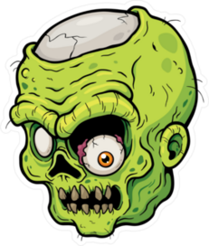 Cartoon Zombie Face With Falling Eye Sticker
