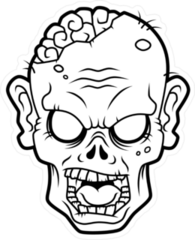 Cartoon Zombie Head Line Art Sticker
