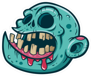 Cartoon Zombie Head With No Eyes Sticker