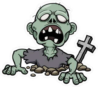 Cartoon Zombie In Graveyard Sticker