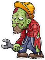 Cartoon Zombie Mechanic Sticker