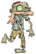 Cartoon Zombie With Arm In His Mouth Sticker