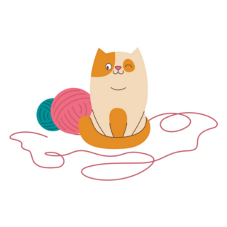 Cat And Wool Yarn Balls For Knitting Sticker