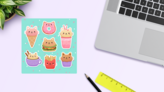 Cat As Food Sticker Sheet on a Desk (New) example