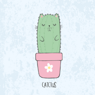 Cat Cactus In A Flowerpot Sticker