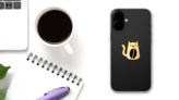 Cat Coffee Logo Sticker on a Phone (New) example
