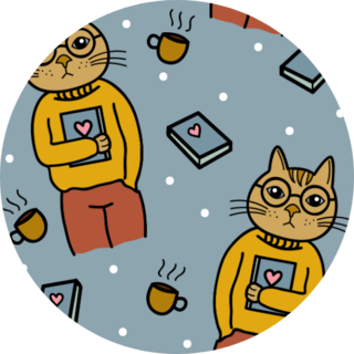 Cat Holding Book Pattern Sticker