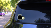 Cat In Coffee Cup Sticker on a Rear Car Window (New) example