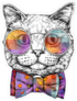 Cat in Glasses with Bow Tie Sticker