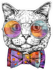 Cat in Glasses with Bow Tie Sticker