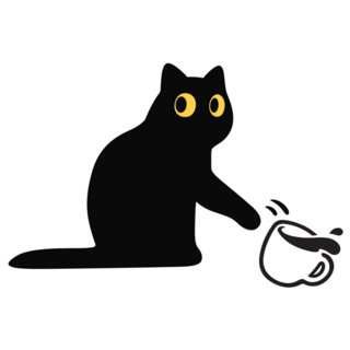 Cat Knocking Coffee Cup Sticker