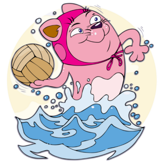 Cat Playing Water Polo Sticker