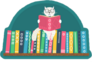 Cat Reading Book On Bookshelf Sticker