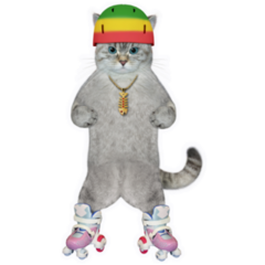 Cat Roller Skates Sticker
