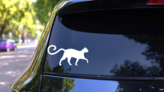 Cat With Curly Tail Sticker on a Rear Car Window (New) example