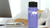 Cat With Curly Tail Sticker on a Water Bottle (New) example