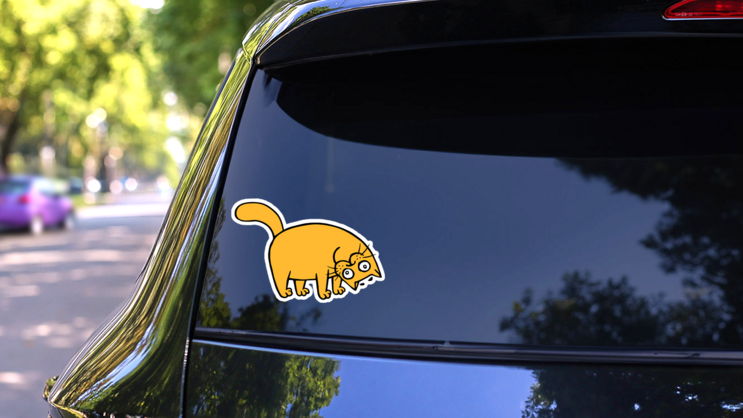 Cat With Tilted Head Sticker on a Rear Car Window (New) example