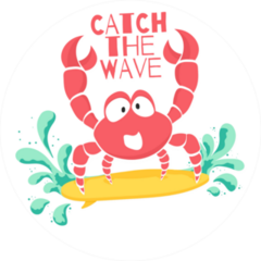 Catch The Wave Surfing Crab Sticker